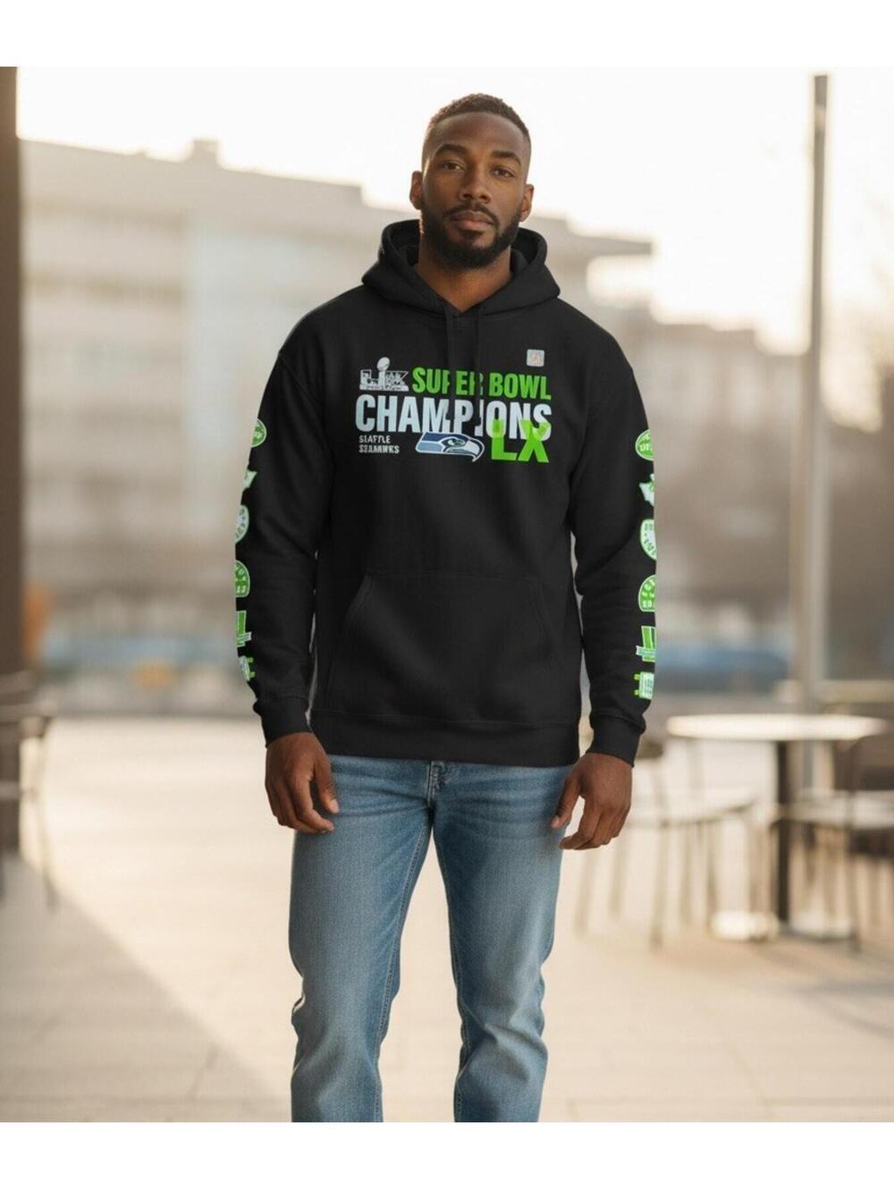 Fanatics Seattle Seahawks Darnold Super Bowl LX Champions Hoodie Black Size M